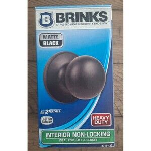 Brinks Heavy Duty Interior Non-Locking Hall Closet Knob Matte Black New in Box